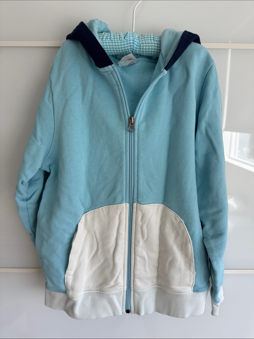 Hanna Andersson organic cotton Bluey Kids Zip-Up Hoodie with White Pockets US10